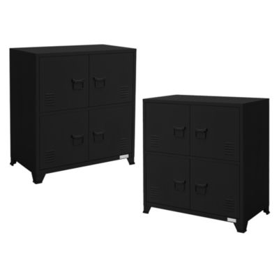 Lot de 2 Armoire de Classement, 75x40x80,5 cm, Noir, Acier, sur 4 Pieds