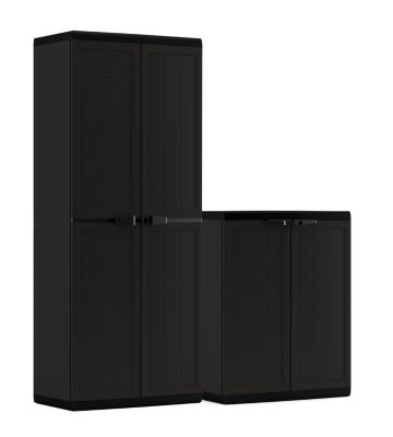 Lot de 2 armoires haute et basse, noir, Keter Jolly Castorama