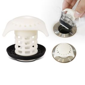 Lot de 2 attrape cheveux pour baignoire évier filtre de protection pour bonde de douche blanc 317 à 445 cm