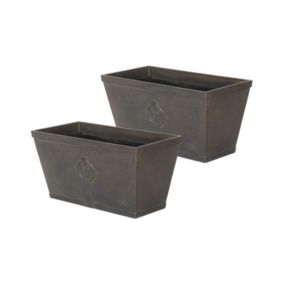 Lot de 2 bacs à fleurs marron 60 x 30 x 30 cm PORIA