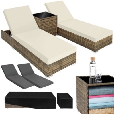 Lot de 2 bain de soleil tectake L. 184 cm en aluminium H. 70 cm marron