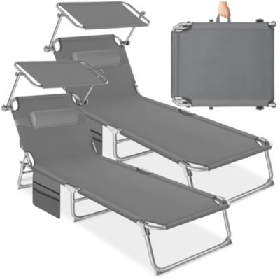 Lot de 2 bains de soleil confortables réglables en acier