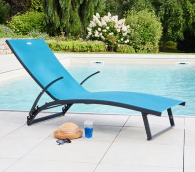 Lot de 2 bains de soleil en aluminium   bleu canard   POLENCA - Ozalide