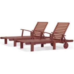 Lot de 2 bains de soleil pliant en bois exotique "Tokyo"  Mahogany  Marron acajou