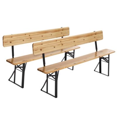 Dynamic24 – Set De Jardin Pliable (Table + 2 Bancs) – Aspect Bois, Plastique HDPE – Idéal Camping, Pique-nique, Barbecue