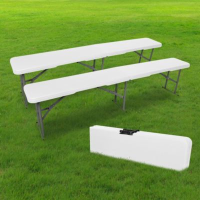 Lot de 2 Bancs Pliables Blancs | Castorama