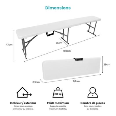 Lot de 2 Bancs Pliables Blancs