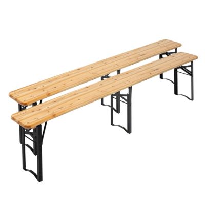 Lot de 2 bancs pliants brasserie en bois 180 cm  Oviala