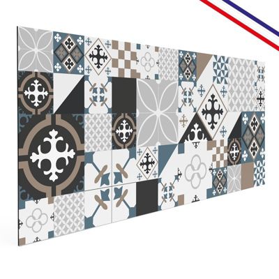 Lot de 2 bandeaux de crédence en aluminium pour cuisine ou fond de hotte - Carreau de ciment - 99deco - L100xH20cm Ep.3 mm