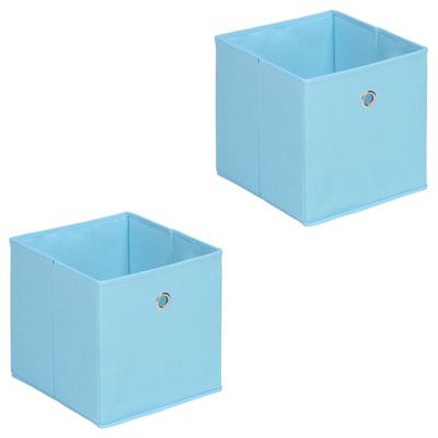 Lot de 2 boîtes de rangement ELA, en tissu bleu clair