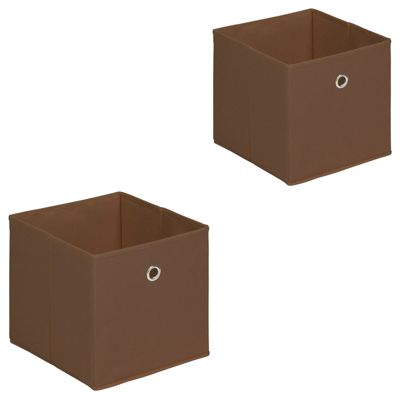 Lot de 2 boîtes de rangement ELA, en tissu brun