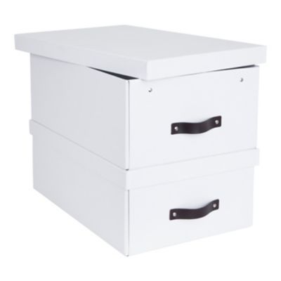 lot de 2 boites de rangement rectangulaires avec couvercle coloris blanc castorama
