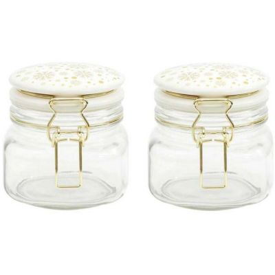 Lot de 2 Bocaux - Verre - Couvercle en Céramique