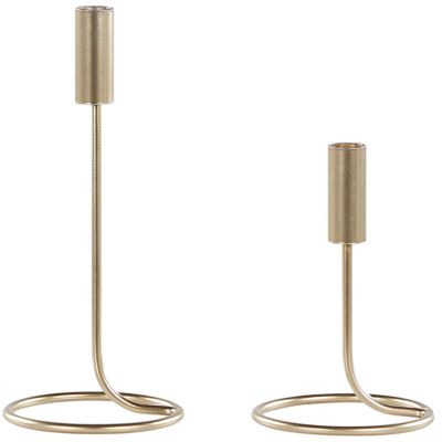 Lot de 2 bougeoirs BUNYU 19/28 cm Métal Doré
