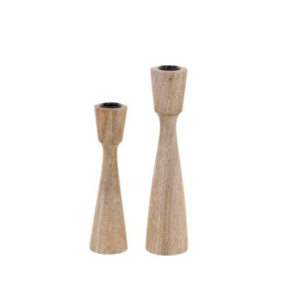 Lot de 2 bougeoirs en manguier 21, 26cm