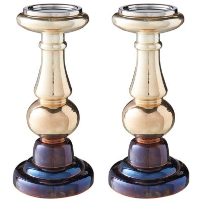Lot de 2 bougeoirs coniques en fer noir mat rétro pour salle à manger