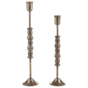 Lot de 2 bougeoirs SALAMINA Métal 63/49 cm Doré