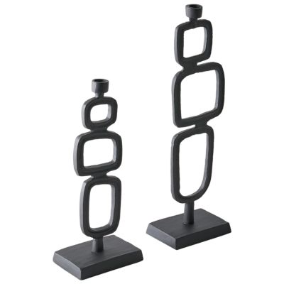 Lot de 2 bougeoirs SIPANJE 35/48 cm Métal Noir