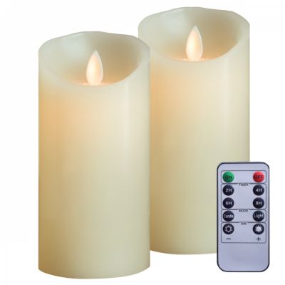 Lot de 2 bougies à LED 15 cm en cire avec télécommande, flamme vacillante - Vivezen
