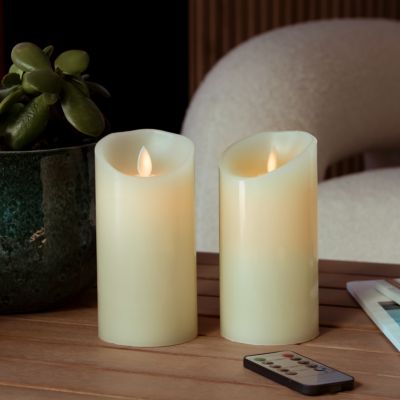 Lot de 2 bougies à LED 15 cm en cire avec télécommande, flamme vacillante - Vivezen