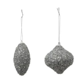 Lot de 2 Boules de Noël Déco "Gouttes" 10cm Argent