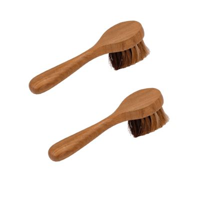 Lot de 2 brosses à cirer en bois de teck et fibre animale - ONI 02