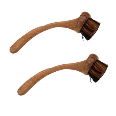 Lot de 2 brosses incurvées en bois de teck et poils doux - OPHELIA