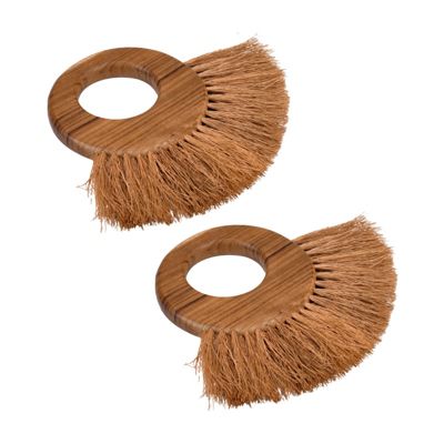 Lot de 2 brosses rondes en bois de teck et fibre de palmier - LOFI 01