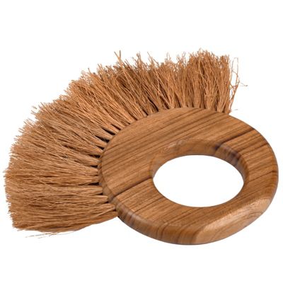 Lot de 2 brosses rondes en bois de teck et fibre de palmier - LOFI 01