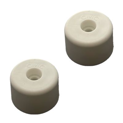 Lot de 2 butoirs de sol Maxigom MADE IN FRANCE en élastomère blanc. Diamètre 40mm et hauteur 25mm.