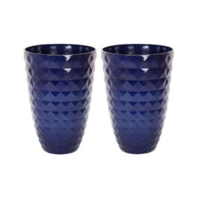 Lot de 2 cache-pots bleu marine 35 cm FERIZA