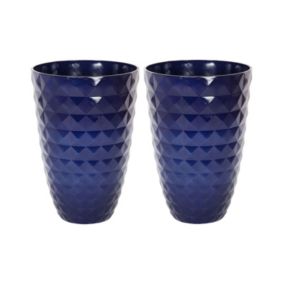 Lot de 2 cache-pots bleu marine 42 cm FERIZA