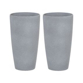 Lot de 2 cache-pots en pierre grise 23 x 23 x 43 cm ABDERA