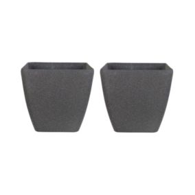 Lot de 2 cache-pots gris 42 x 42 x 42 cm ZELI