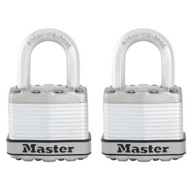 Lot de 2 cadenas à clé Master Lock Excell M1EURT acier laminé l.45 mm hauteur de l'anse 24 mm