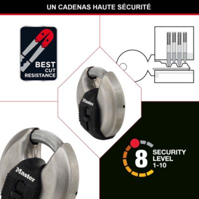 Cadenas Rond Disque 70mm En Inox - Marque FP Inox - Fourni Avec 2 Clés - Neuf