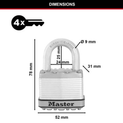 MASTER LOCK Cadenas Rond [A Clé] [Acier Inoxydable] [Extérieur] M187EURD - Idéal pour les