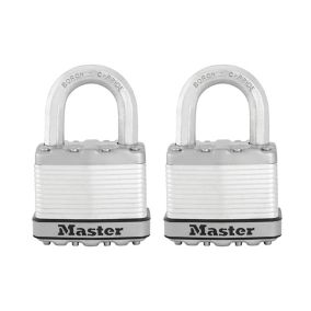 Lot de 2 cadenas à clé Master Lock Excell M5EURT acier laminé l.52 mm hauteur de l'anse 25 mm