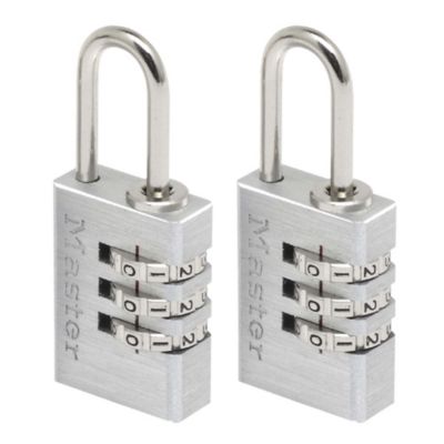 Lot de 2 cadenas à combinaison Master Lock 7620EURT aluminium l.20 mm hauteur de l'anse 21 mm