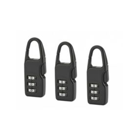Lot de 2 Cadenas à combinaison Swish, 3 chiffres, intérieur, anse acier, 21mm, noir - SP