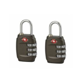 Lot de 2 cadenas à combinaison TSA, 3 chiffres, voyage, anse acier, 30mm - THIRARD