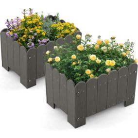 Lot de 2 Carrée Potager en HDPE Jardinière Extérieur Imtempérable Trous de Drainage pour Fleur Herbes 45x32x30cm