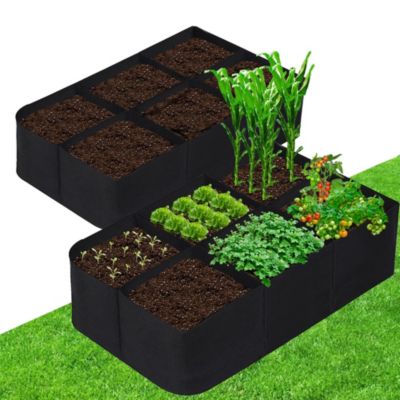 Lot de 2 carrés potagers surélevés en tissu, sacs de culture respirants pour légumes et fleurs, 120 x 60 x 30 cm