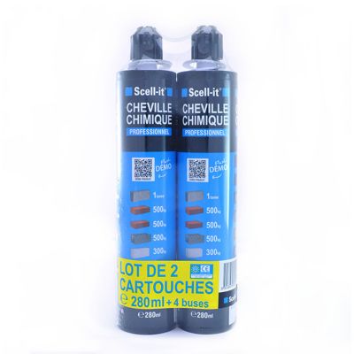 Lot de 2 cartouches de scellement chimique 280 ml