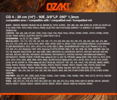 Lot de 2 chaines pour tronçonneuse Ozaki E50 1.3MM