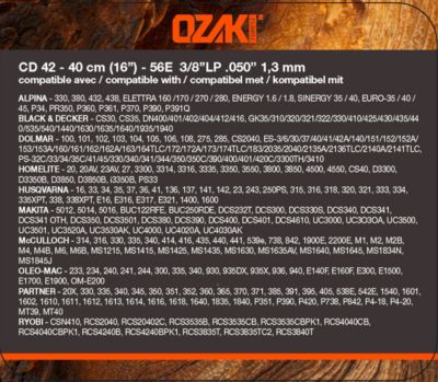Lot de 2 chaines pour tronçonneuse Ozaki E56 1.3MM