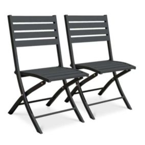 Lot de 2 chaise city garden en aluminium 82 cm gris non exterieur