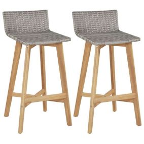 Lot de 2 chaise de bar vidaxl en bois massif 90 cm marron oui exterieur
