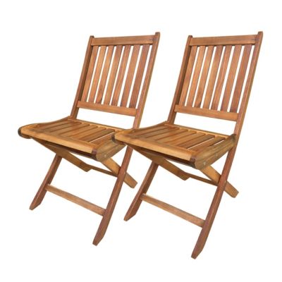 Lot de 2 chaise de Jardin, Chaise d'extérieur, sièges d'extérieur en Bois Coloris Naturel - L 42 x Profondeur 61 x Hauteur 89 cm