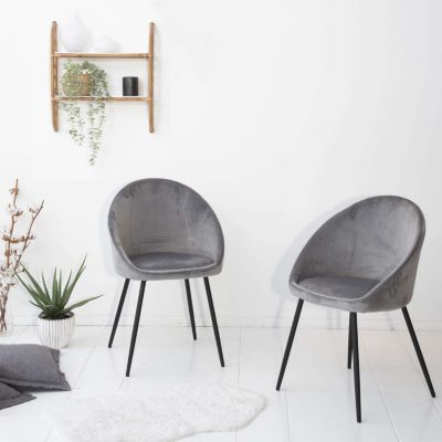 Lot de 2 chaise HAPPY GARDEN velours 81 cm gris